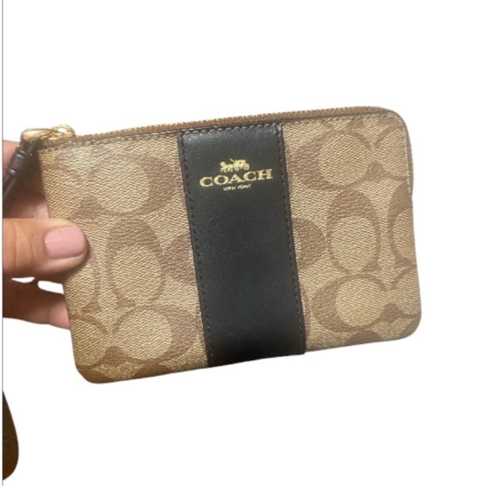 Coach Tan and Black Wristlet